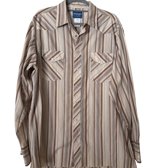 Wrangler Vintage Pearl Snap Striped Western Shirt Size XL - Picture 1 of 6